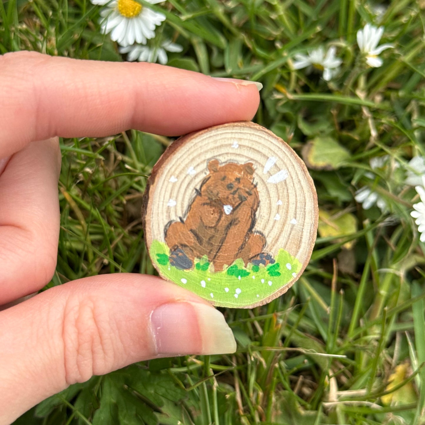 Mocha Sitting Hand Painted Wooden Pin