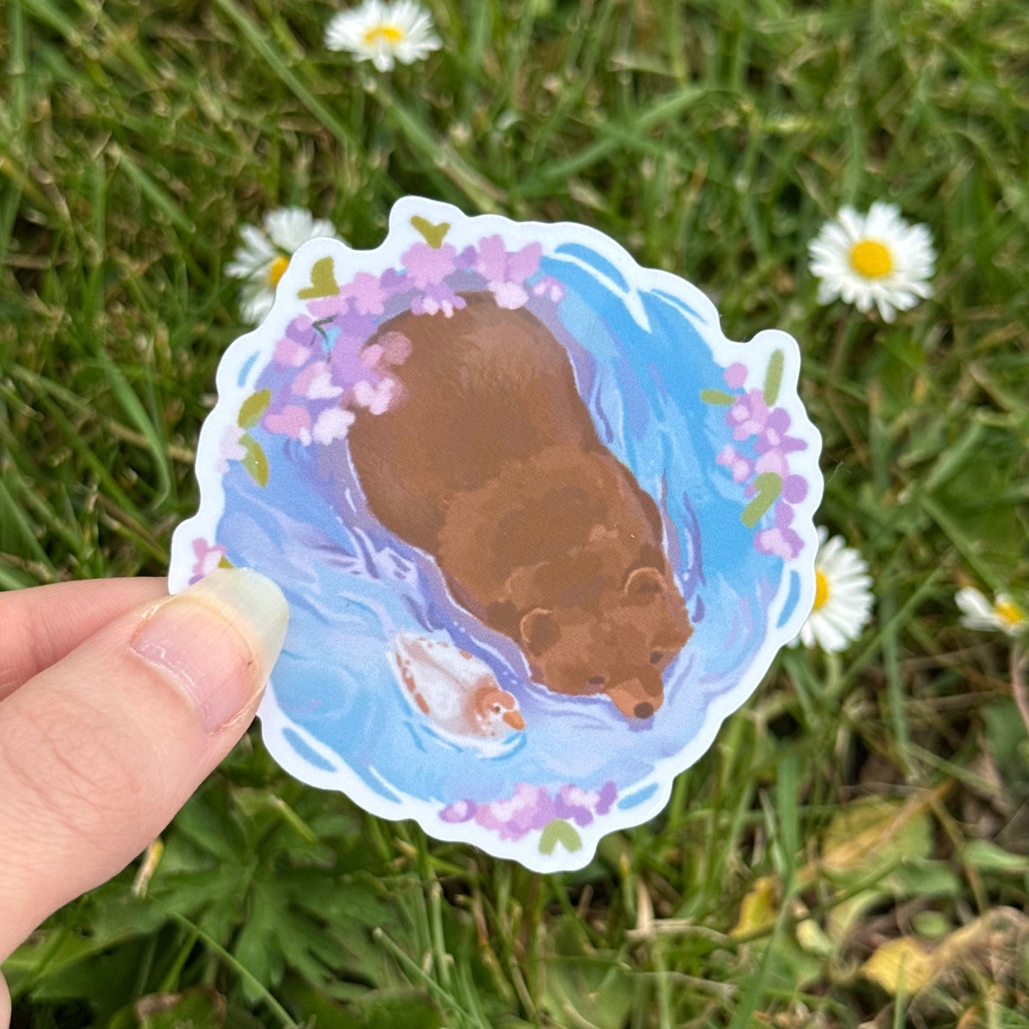 Mocha and Taiga Cherry Blossom Swim Sticker