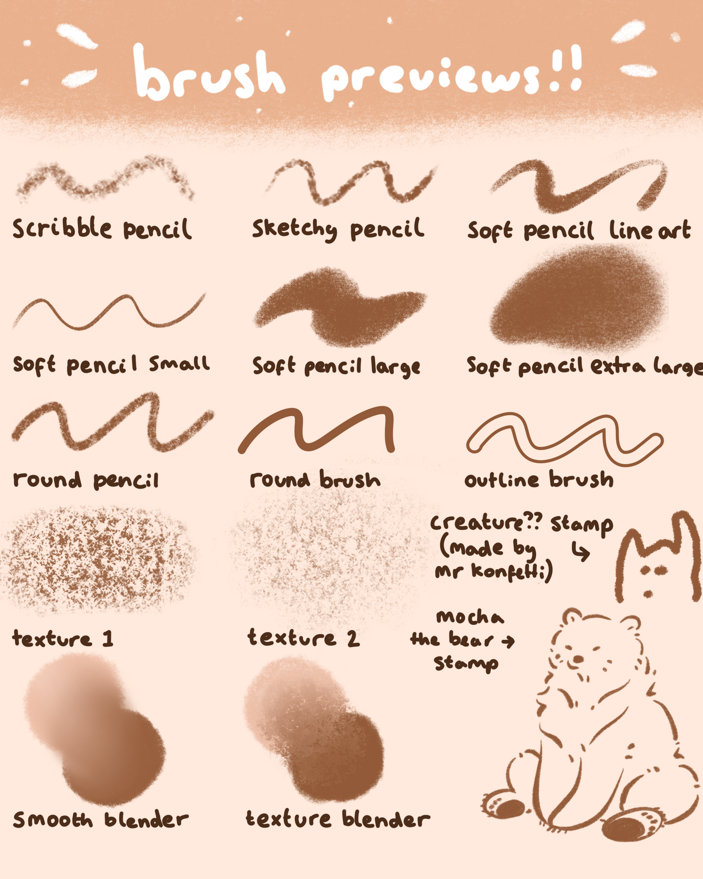Konfetti’s cosy brush pack - 15 procreate brushes