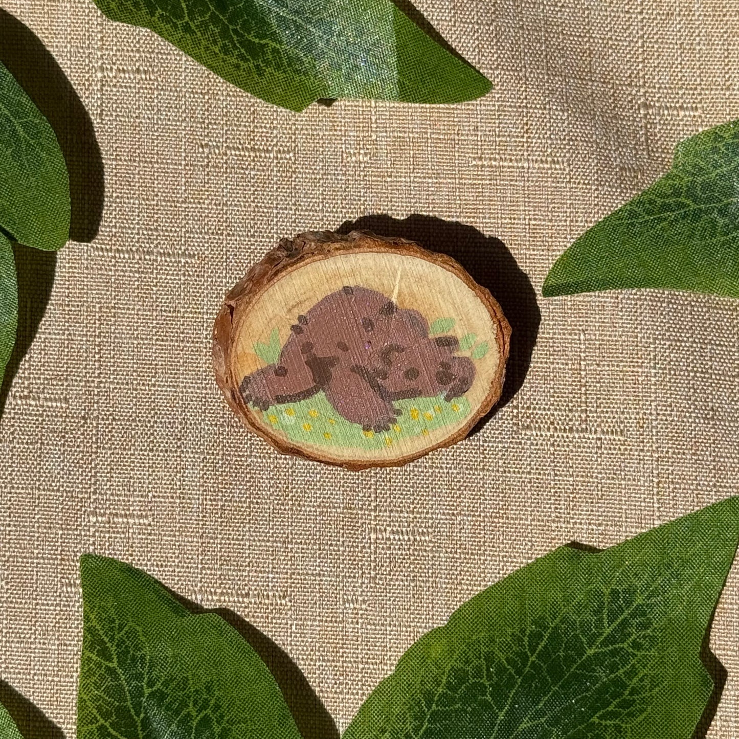 Sleepy Bear Hand-Painted Pin