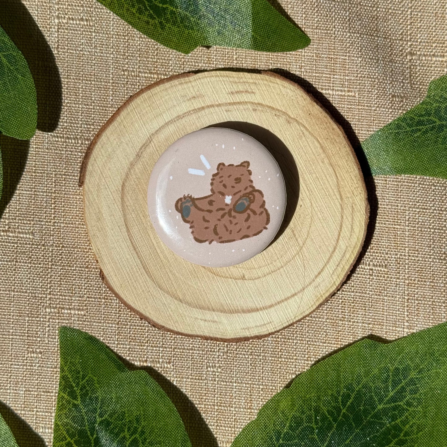 Mocha Sitting Button Badge