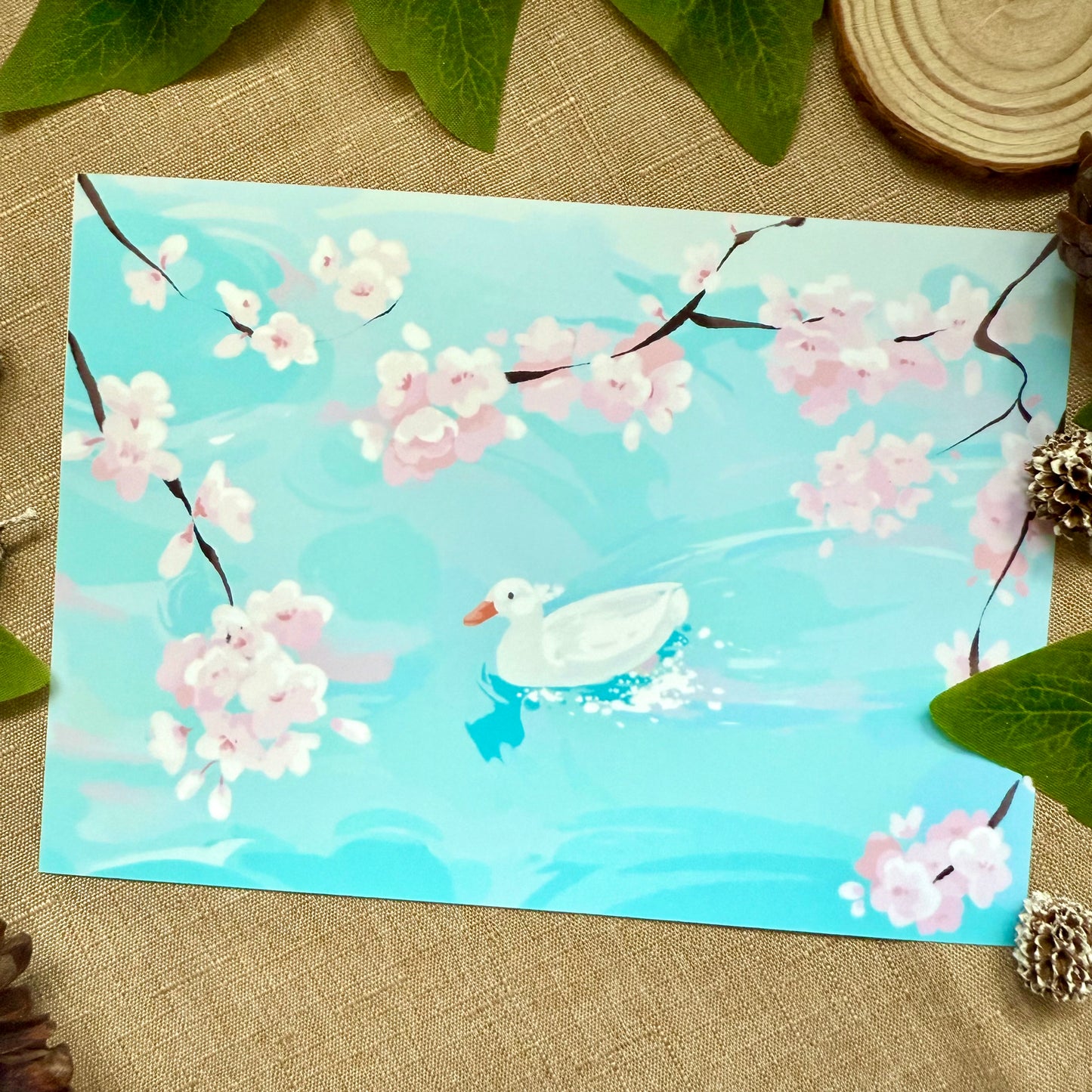 Duck Swimming Art Print