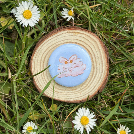 Sleeping Cloud Bunny Button Badge