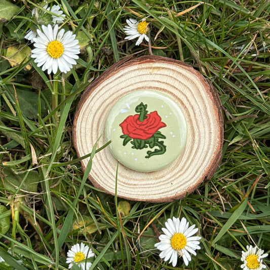 Rose Dino Button Badge