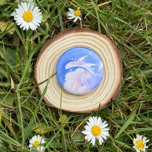 Whale Clouds Button Badge