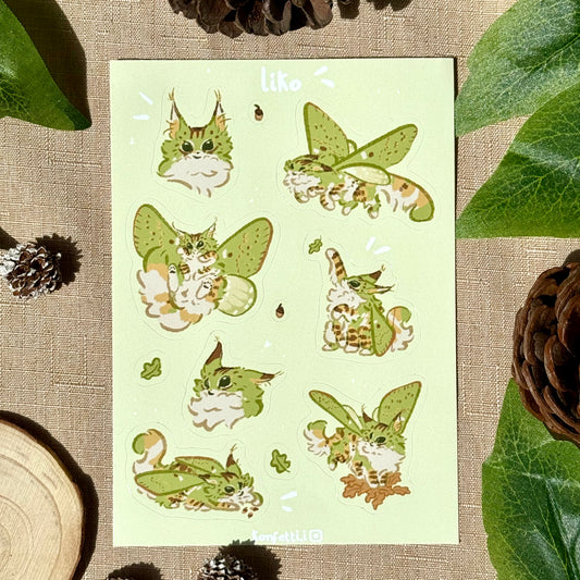 Liko The Moth Cat Sticker Sheet