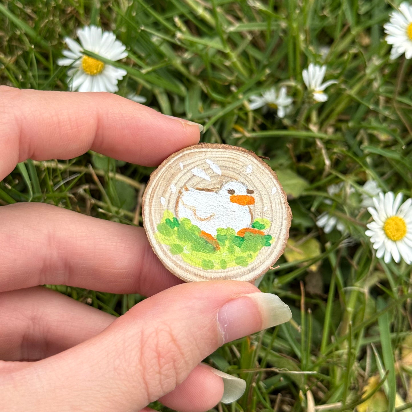 Sitting Duck Hand Painted Wooden Pin