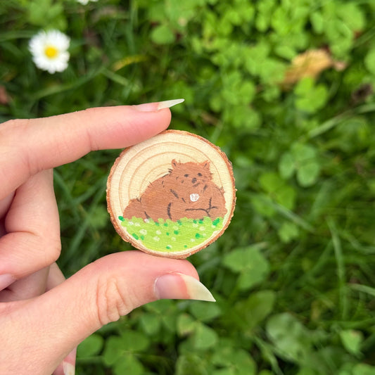 Mocha Hand Painted Wooden Pin
