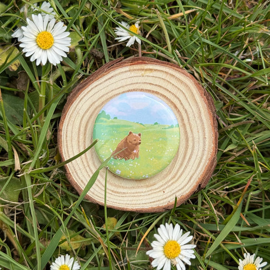Mocha In A Field Button Badge
