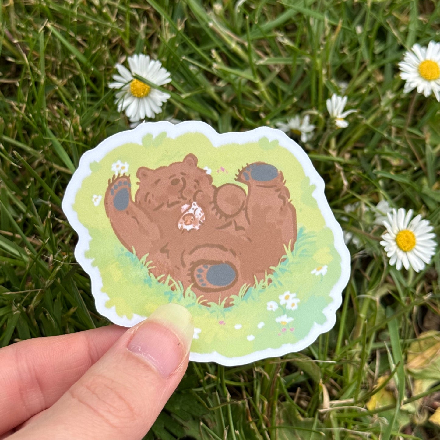Mocha And Taiga Playing In Grass Sticker