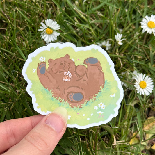 Mocha And Taiga Playing In Grass Sticker