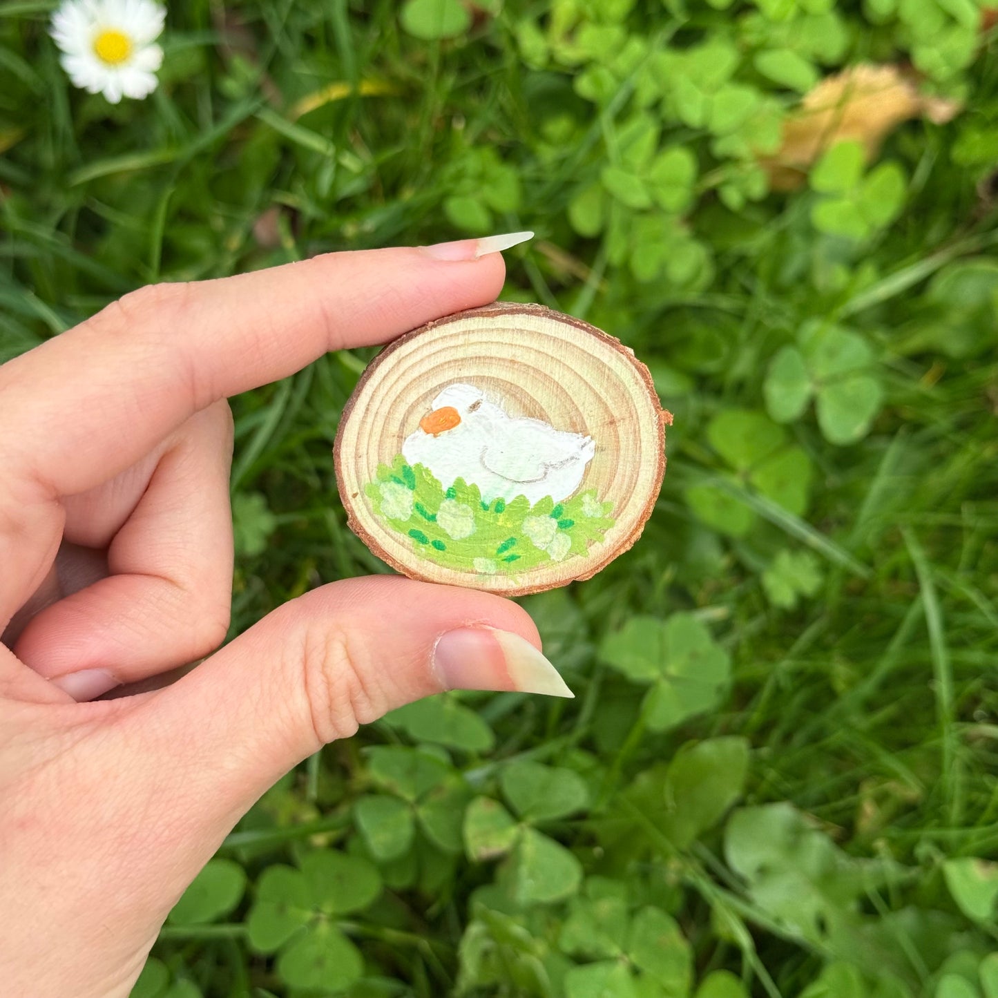 Duck Hand Painted Wooden Pin