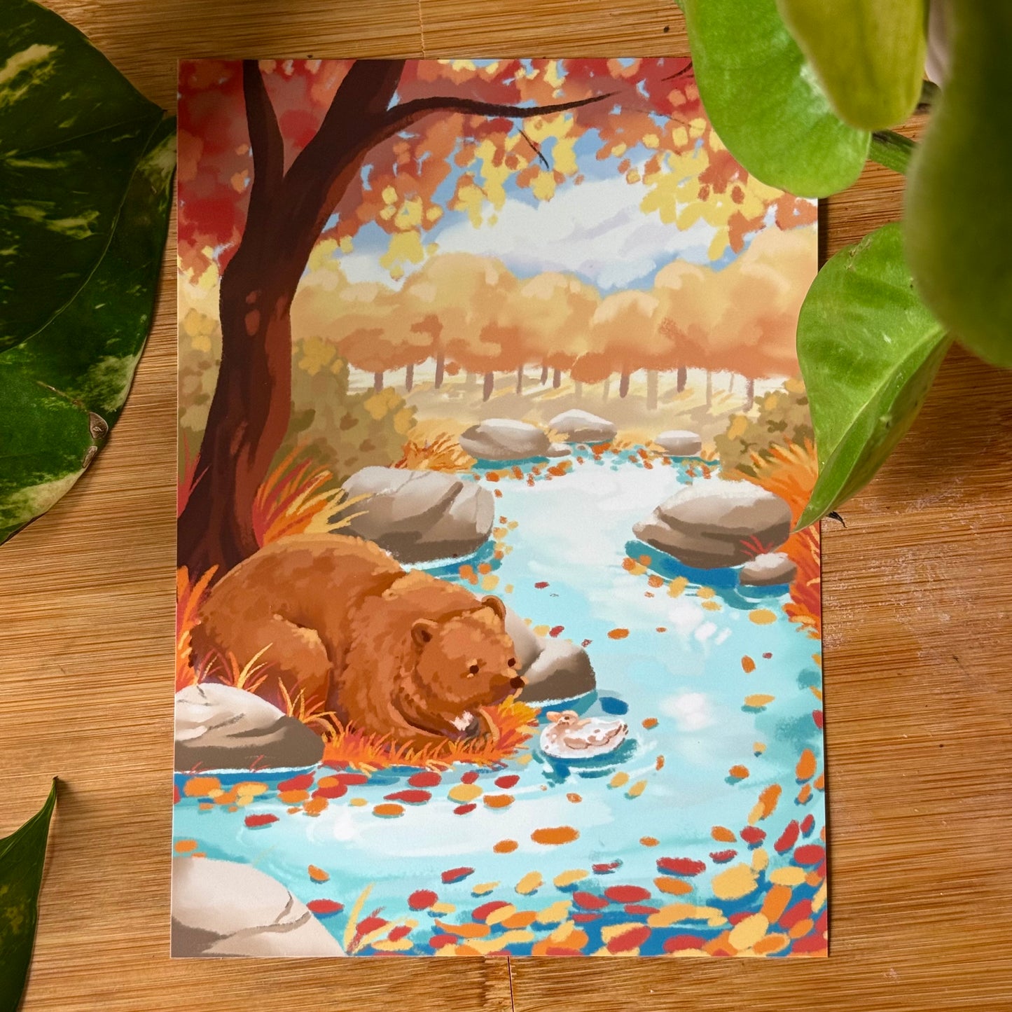 Mocha and Taiga autumn river print