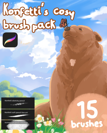 Konfetti’s cosy brush pack - 15 procreate brushes