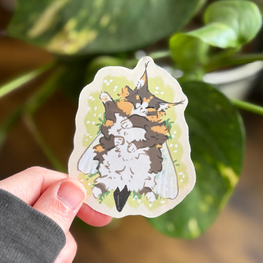 Teemo the beecat laying in grass sticker