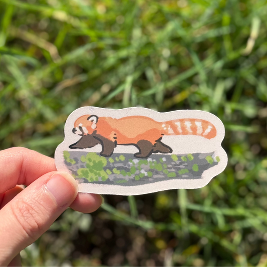 Red Panda on Log Sticker