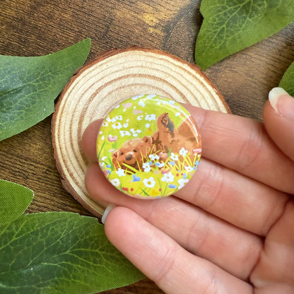 Mocha In Flower Field Button Badge