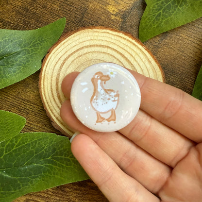 Taiga With Flower Button Badge