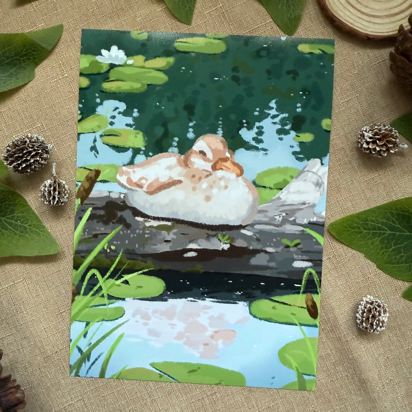 Taiga Sitting By Lake Art Print