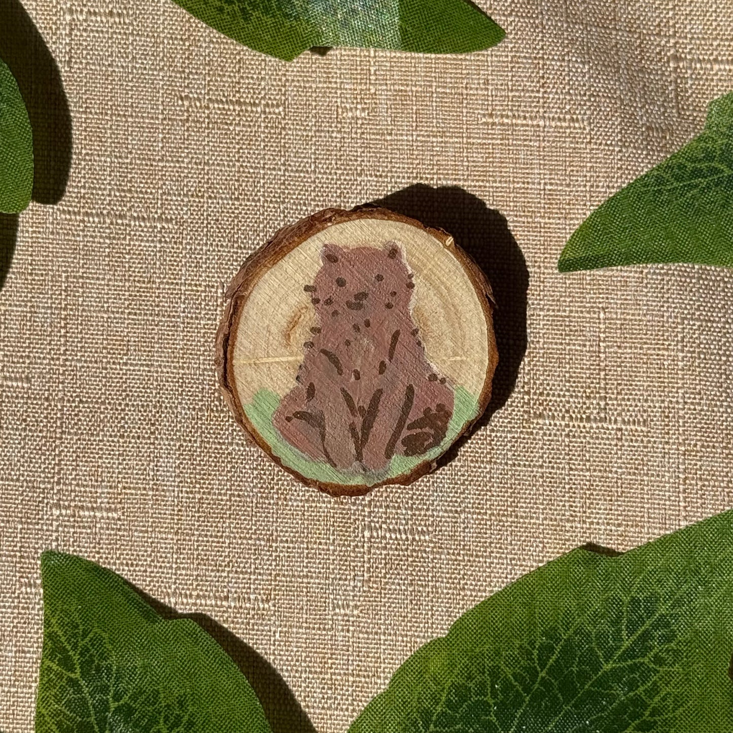 Sitting Bear Hand-Painted Pin