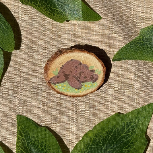 Sleepy Bear Hand-Painted Pin