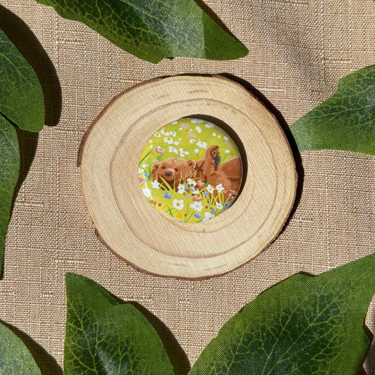 Mocha In Flower Field Button Badge