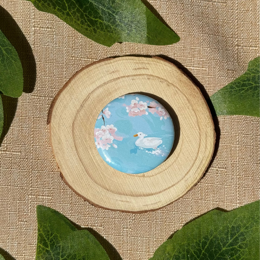 Swimming Duck Button Badge