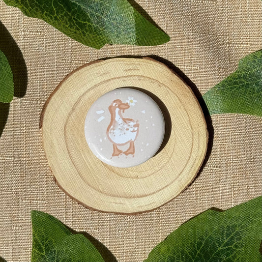 Taiga With Flower Button Badge
