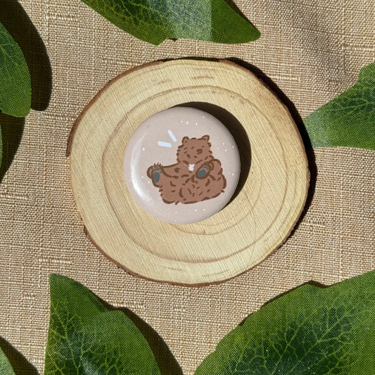 Mocha Sitting Button Badge